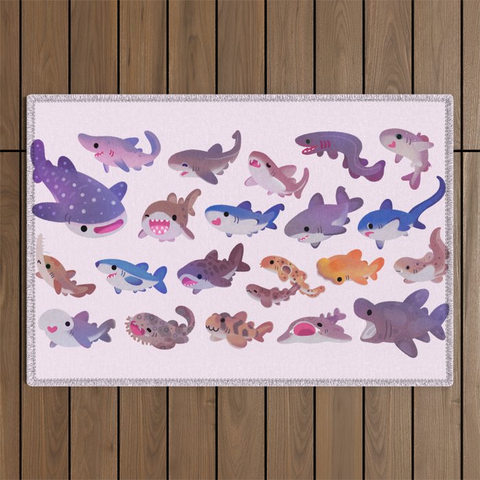 Shark day - pastel Outdoor Rug Gallery Image 1