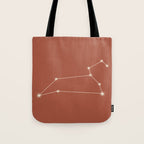 Leo Zodiac Star Constellation Line Art Terracotta Red Tote Bag Gallery Image 1