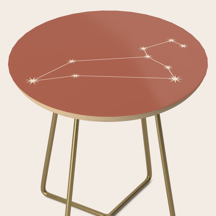 Leo Zodiac Star Constellation Line Art Terracotta Red Side Table Gallery Image 2