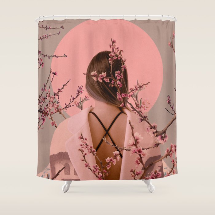 Peach Blossoms of Veria Shower Curtain Gallery Image 1