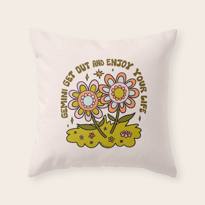 Gemini Flower Throw Pillow Gallery Image 6