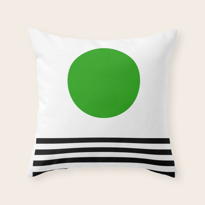Mid-century Modern Lime Green Minimalist Sunset Over Striped Waves Throw Pillow Gallery Image 6