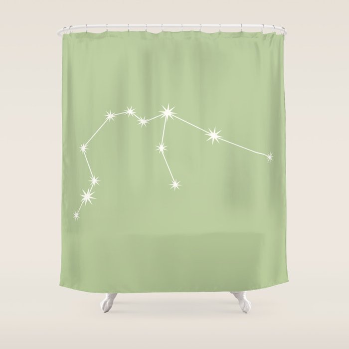 Aquarius Zodiac Star Constellation Line Art Soft Green Shower Curtain Gallery Image 1