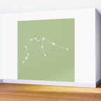 Aquarius Zodiac Star Constellation Line Art Soft Green Wall Mural Gallery Image 2