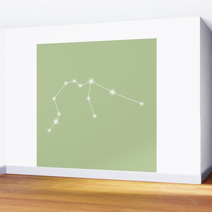 Aquarius Zodiac Star Constellation Line Art Soft Green Wall Mural Gallery Image 2