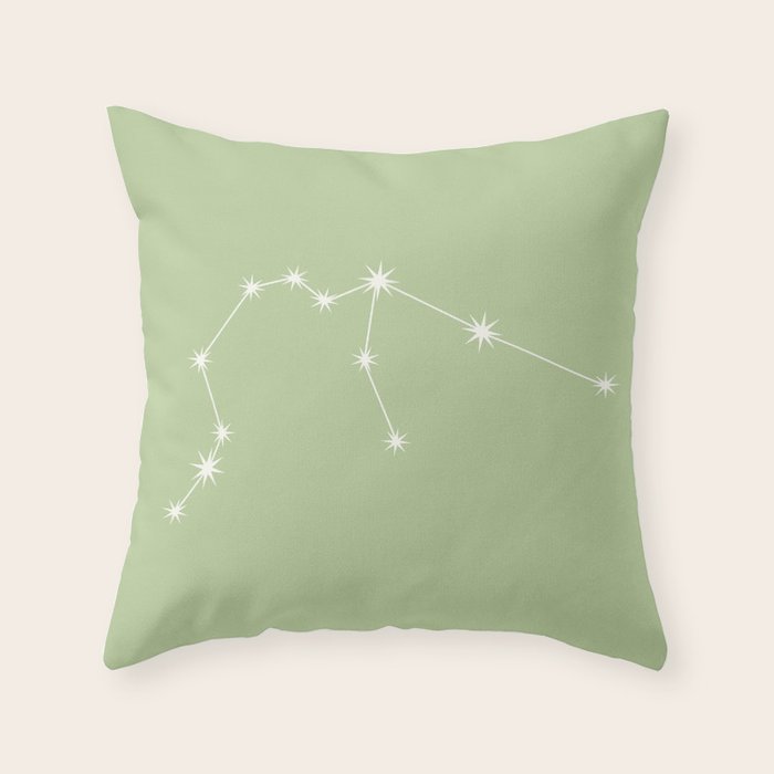 Aquarius Zodiac Star Constellation Line Art Soft Green Throw Pillow Gallery Image 6