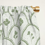 Rustic scallop floral block print - sage green pattern Window Curtain Gallery Image 2