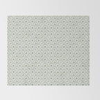 Rustic scallop floral block print - sage green pattern Throw Blanket Gallery Image 2