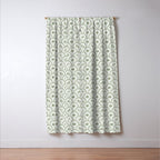 Rustic scallop floral block print - sage green pattern Window Curtain Gallery Image 3
