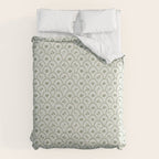 Rustic scallop floral block print - sage green pattern Comforter Gallery Image 6