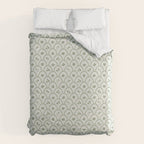 Rustic scallop floral block print - sage green pattern Duvet Cover Gallery Image 6