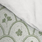 Rustic scallop floral block print - sage green pattern Comforter Gallery Image 4