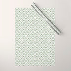 Rustic scallop floral block print - sage green pattern Wrapping Paper Gallery Image 1