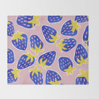 Blue Strawberries Throw Blanket Gallery Image 2