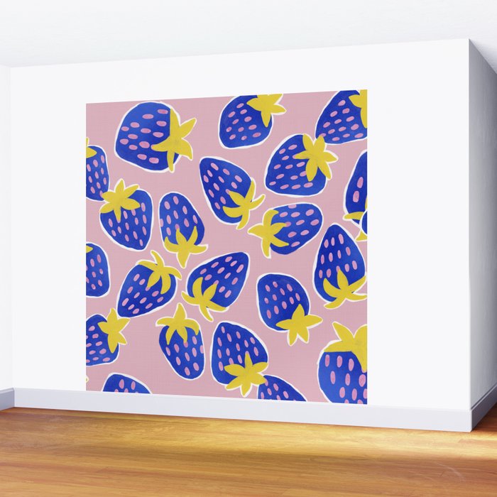 Blue Strawberries Wall Mural Gallery Image 2