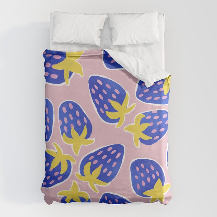 Blue Strawberries Duvet Cover Gallery Image 1