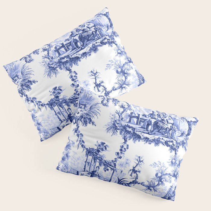 Blue Chinoiserie Toile Pillow Sham Gallery Image 1