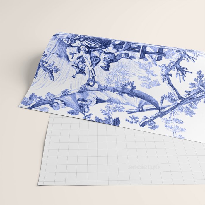 Blue Chinoiserie Toile Wrapping Paper Gallery Image 2