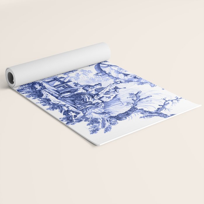 Blue Chinoiserie Toile Yoga Mat Gallery Image 2
