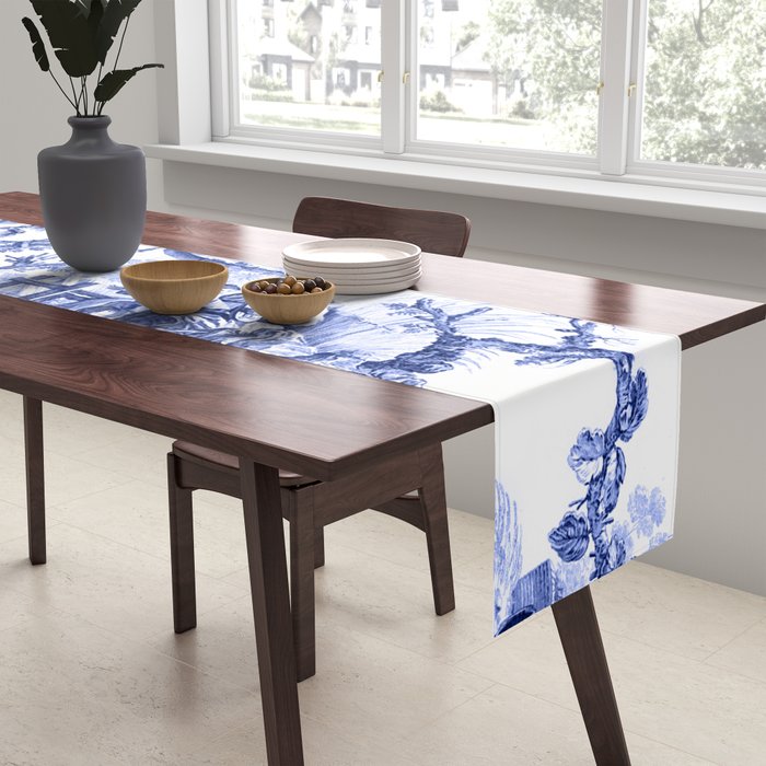 Blue Chinoiserie Toile Table Runner Gallery Image 2
