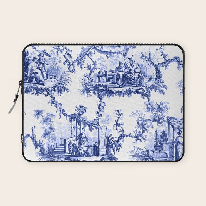 Blue Chinoiserie Toile Laptop Sleeve Gallery Image 1
