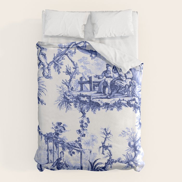 Blue Chinoiserie Toile Duvet Cover Gallery Image 1