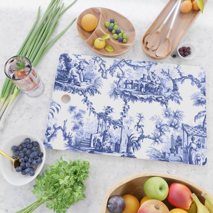 Blue Chinoiserie Toile Cutting Board Gallery Image 2