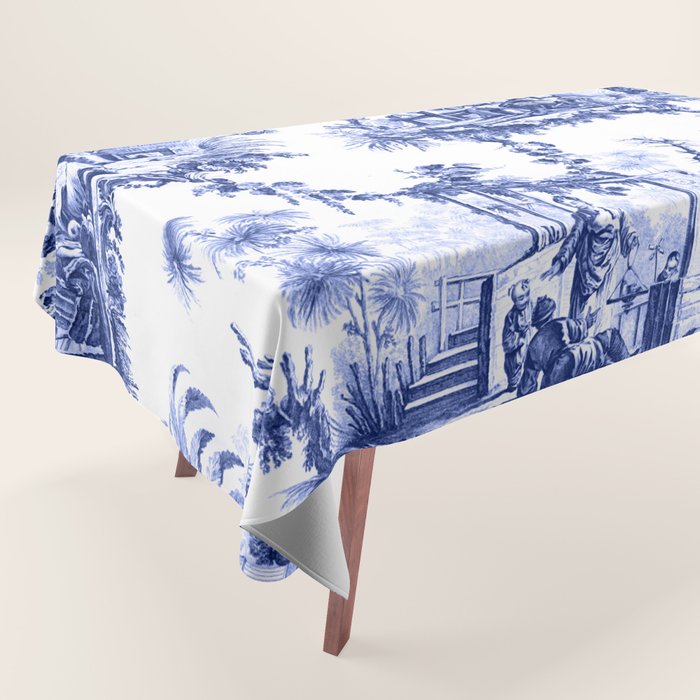Blue Chinoiserie Toile Tablecloth Gallery Image 1