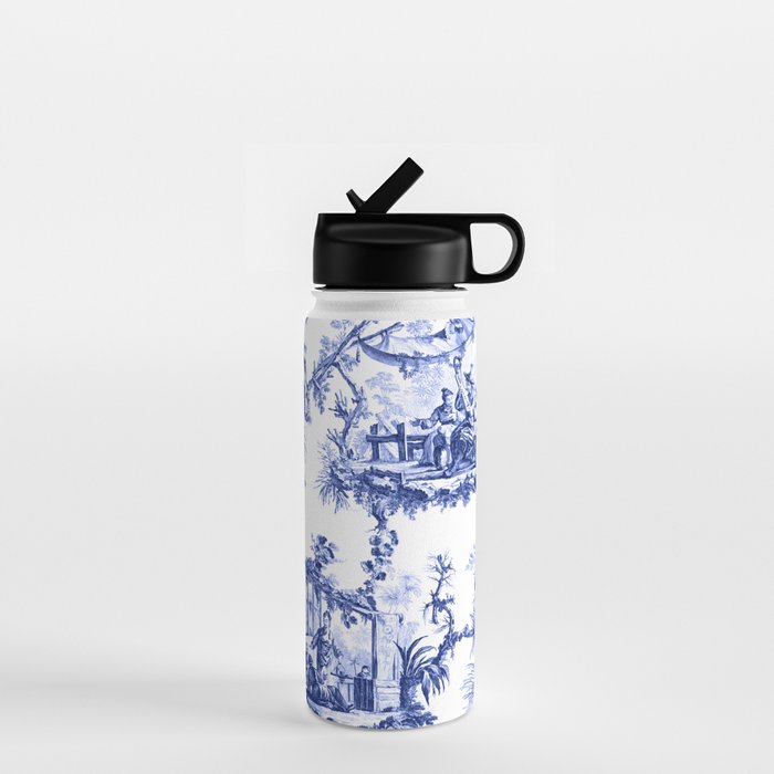 Blue Chinoiserie Toile Water Bottle Gallery Image 1