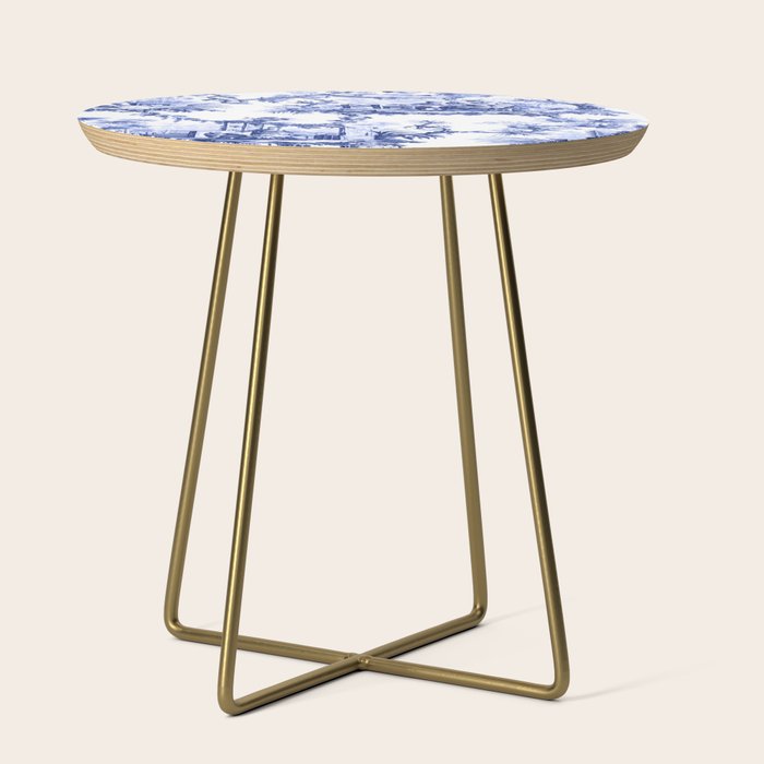 Blue Chinoiserie Toile Side Table