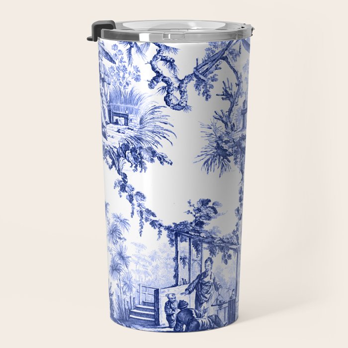 Blue Chinoiserie Toile Travel Mug Gallery Image 3