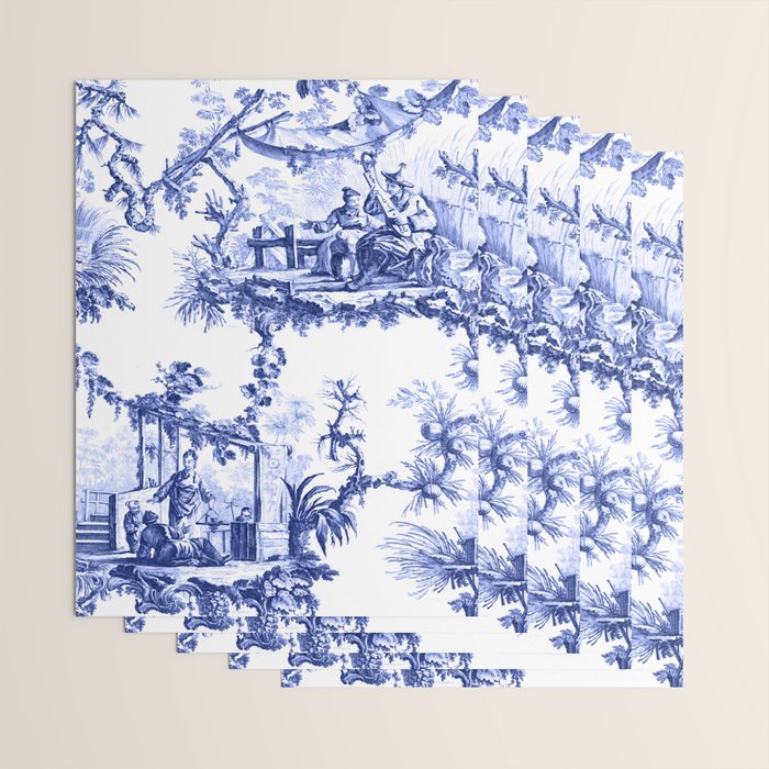 Blue Chinoiserie Toile Wrapping Paper Gallery Image 3