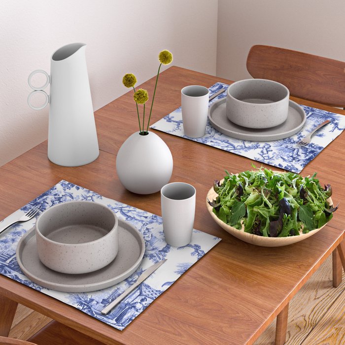 Blue Chinoiserie Toile Placemat Gallery Image 2