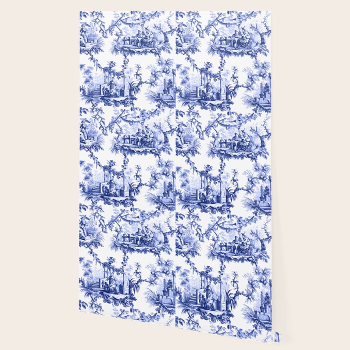 Blue Chinoiserie Toile Wallpaper Gallery Image 2