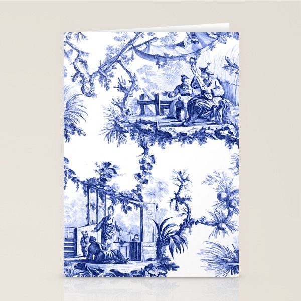 Blue Chinoiserie Toile Stationery Card Gallery Image 1