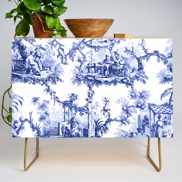 Blue Chinoiserie Toile Credenza Gallery Image 1