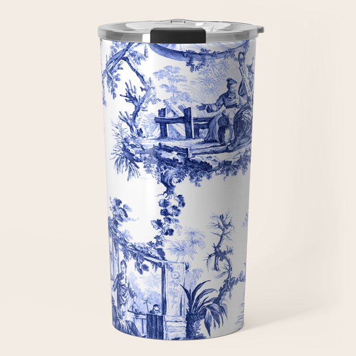 Blue Chinoiserie Toile Travel Mug Gallery Image 1