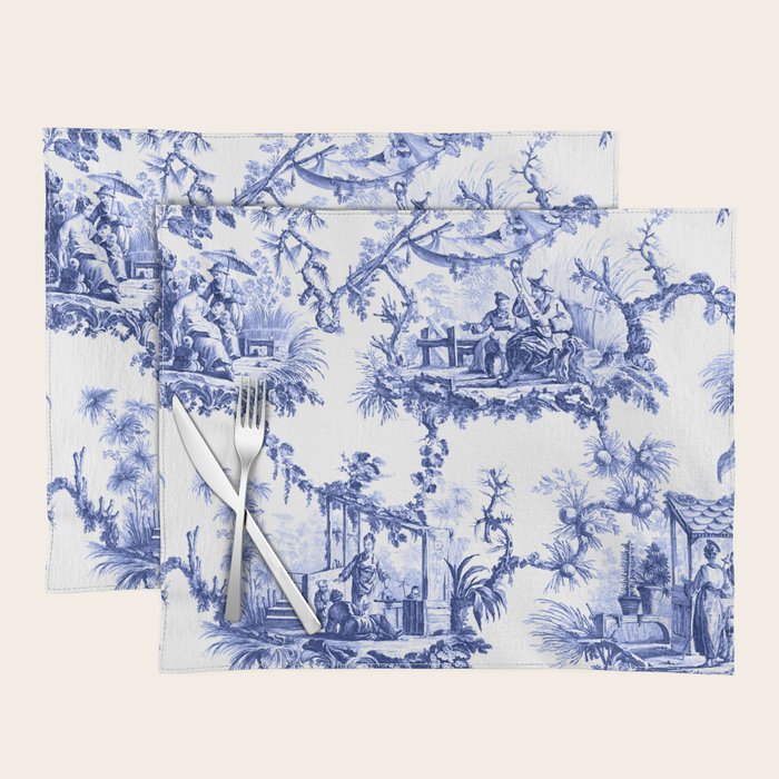 Blue Chinoiserie Toile Placemat Gallery Image 1