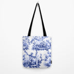 Blue Chinoiserie Toile Tote Bag Gallery Image 2