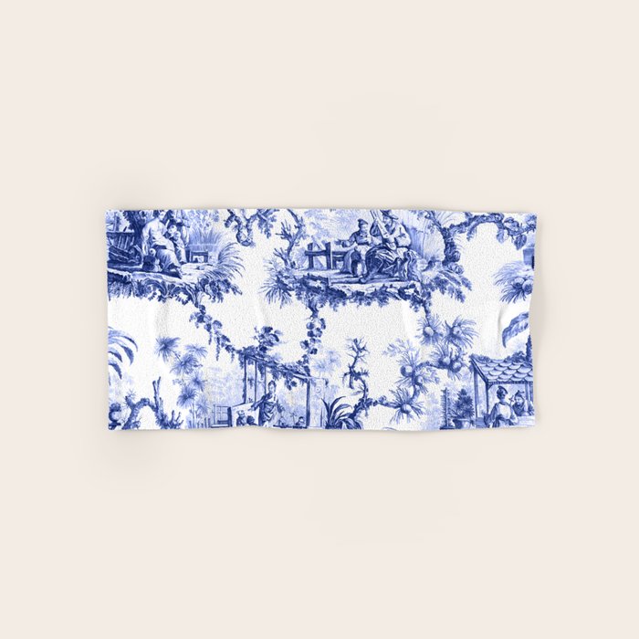 Blue Chinoiserie Toile Bath Towel Gallery Image 1