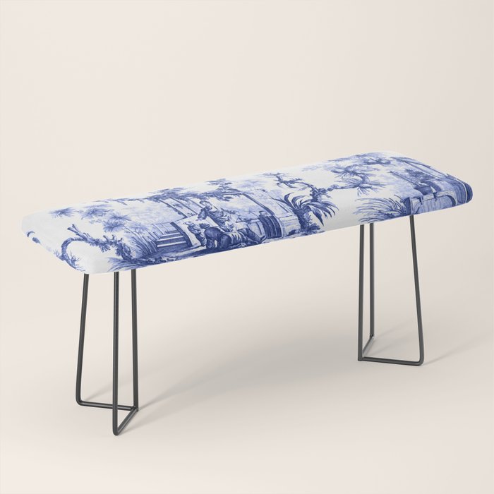 Blue Chinoiserie Toile Bench Gallery Image 1