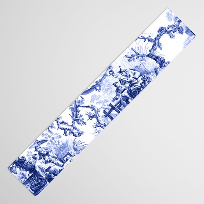 Blue Chinoiserie Toile Table Runner Gallery Image 3