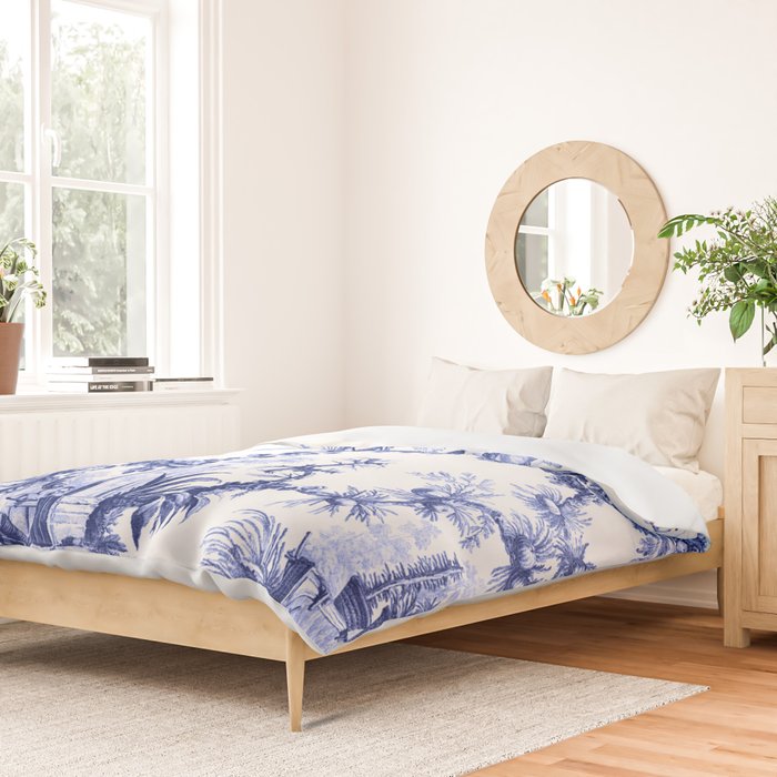 Blue Chinoiserie Toile Duvet Cover Gallery Image 2