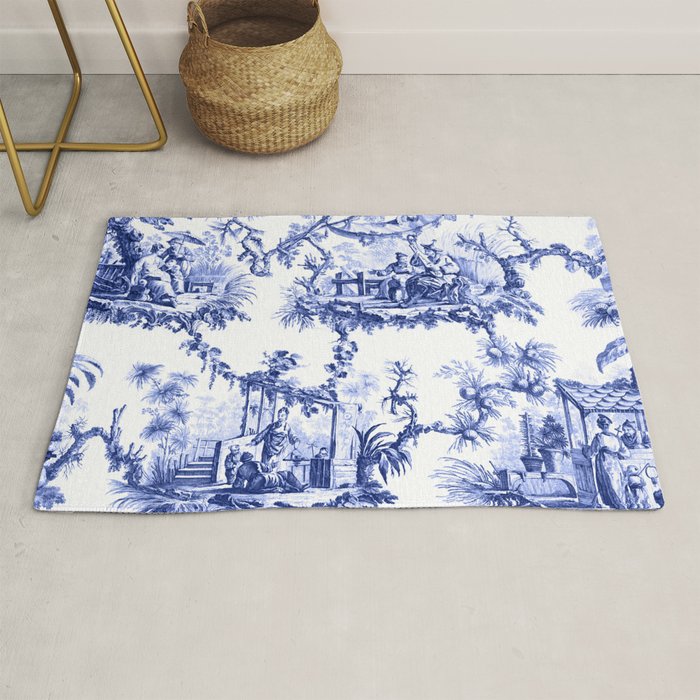 Blue Chinoiserie Toile Rug Gallery Image 1