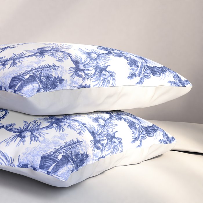 Blue Chinoiserie Toile Pillow Sham Gallery Image 3