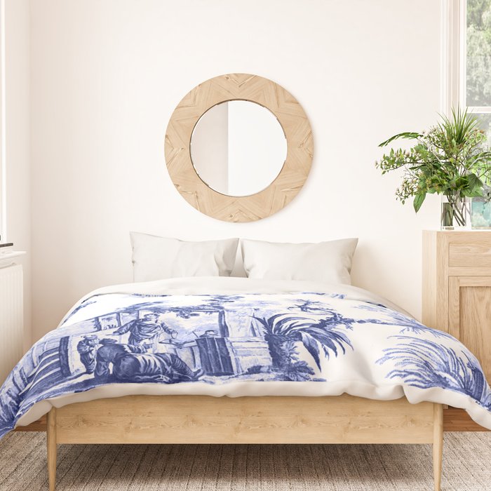 Blue Chinoiserie Toile Duvet Cover Gallery Image 3