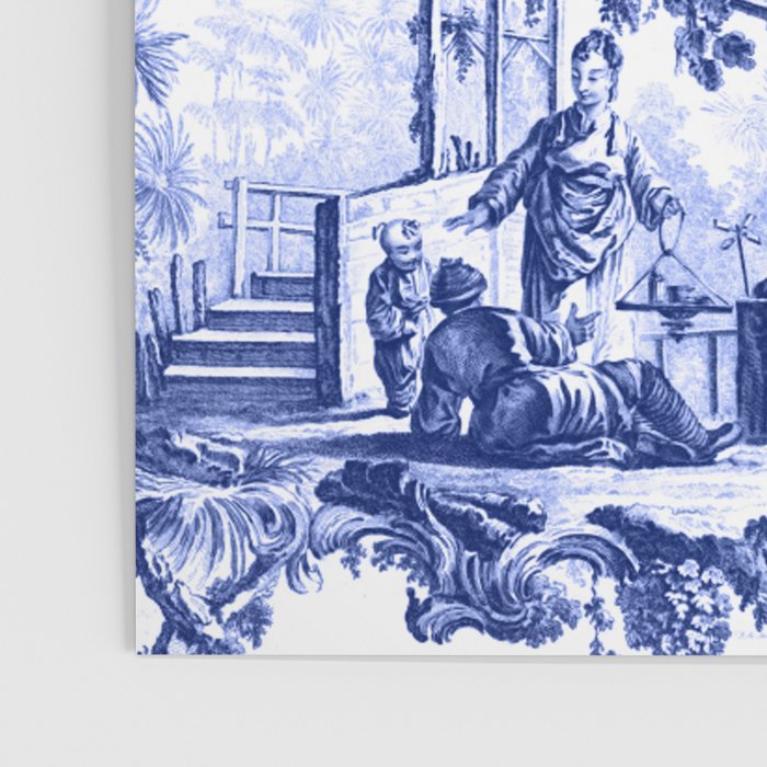 Blue Chinoiserie Toile Poster Gallery Image 3