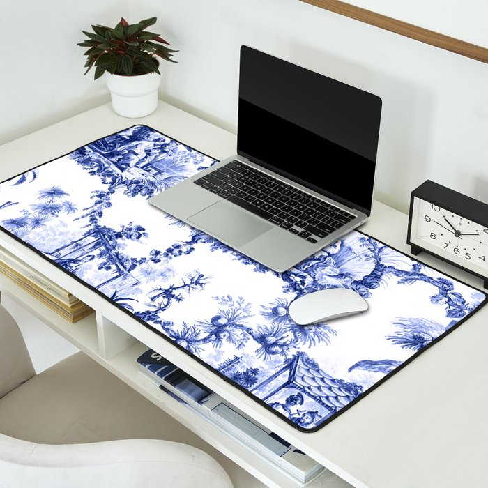 Blue Chinoiserie Toile Desk Mat Gallery Image 2