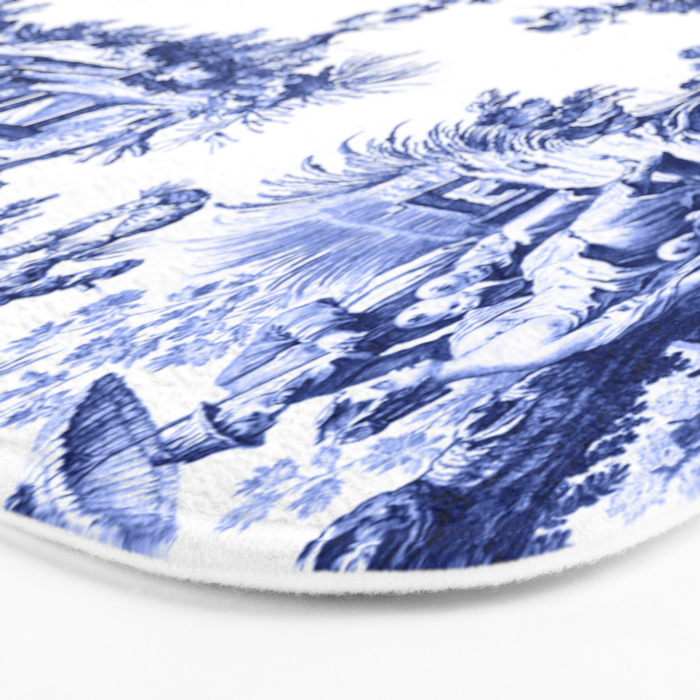 Blue Chinoiserie Toile Bath Mat Gallery Image 3