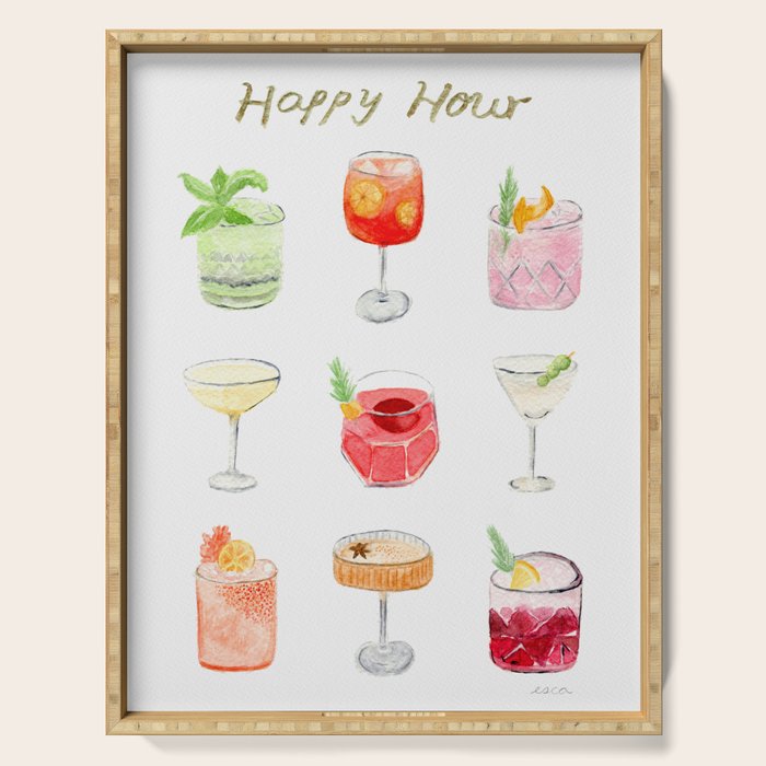 Happy Hour Cocktails Serving Tray Gallery Image 1